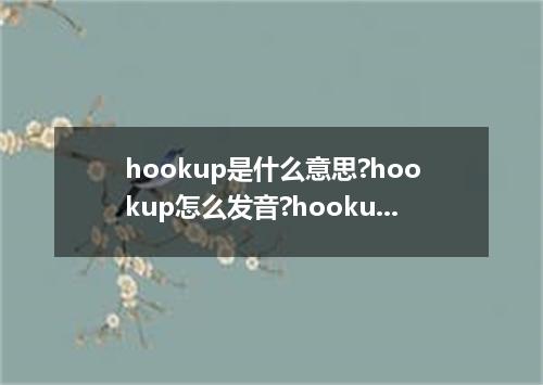 hookup是什么意思?hookup怎么发音?hookup的解释和用法