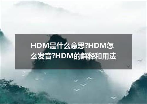 HDM是什么意思?HDM怎么发音?HDM的解释和用法