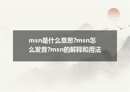msn是什么意思?msn怎么发音?msn的解释和用法