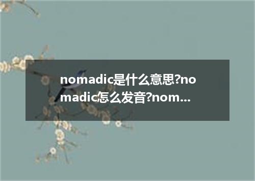 nomadic是什么意思?nomadic怎么发音?nomadic的解释和用法