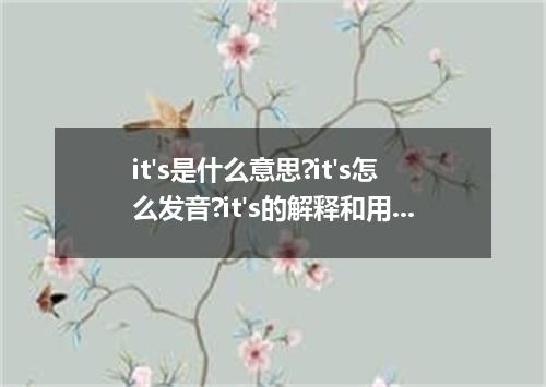 it's是什么意思?it's怎么发音?it's的解释和用法