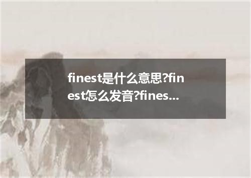 finest是什么意思?finest怎么发音?finest的解释和用法