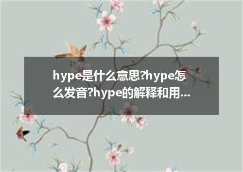 hype是什么意思?hype怎么发音?hype的解释和用法