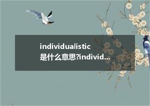 individualistic是什么意思?individualistic怎么发音?individualistic的解释和用法