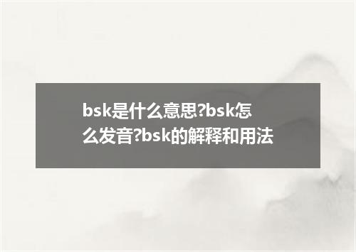 bsk是什么意思?bsk怎么发音?bsk的解释和用法