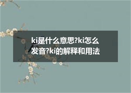ki是什么意思?ki怎么发音?ki的解释和用法