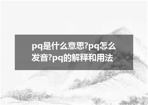 pq是什么意思?pq怎么发音?pq的解释和用法