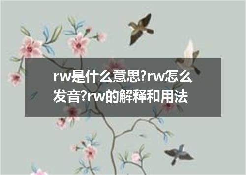 rw是什么意思?rw怎么发音?rw的解释和用法