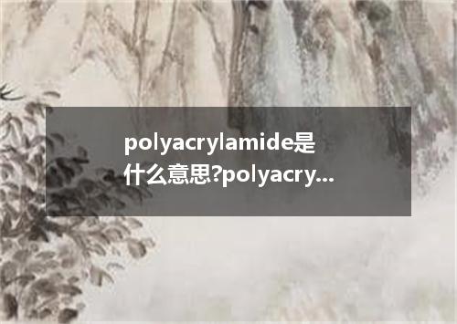 polyacrylamide是什么意思?polyacrylamide怎么发音?polyacrylamide的解释和用法