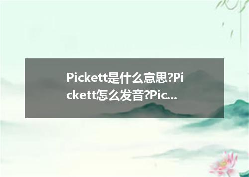 Pickett是什么意思?Pickett怎么发音?Pickett的解释和用法