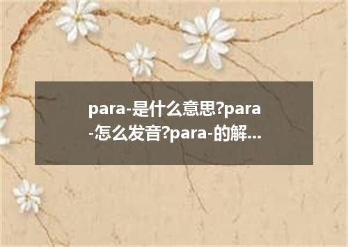 para-是什么意思?para-怎么发音?para-的解释和用法