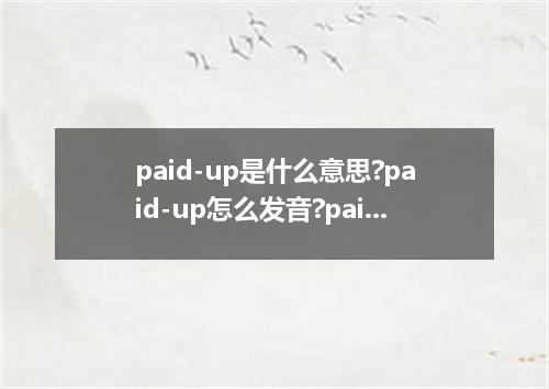 paid-up是什么意思?paid-up怎么发音?paid-up的解释和用法