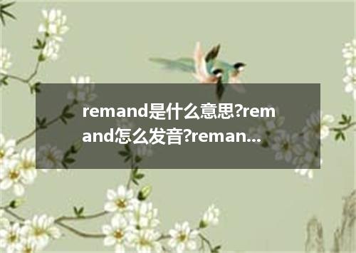 remand是什么意思?remand怎么发音?remand的解释和用法