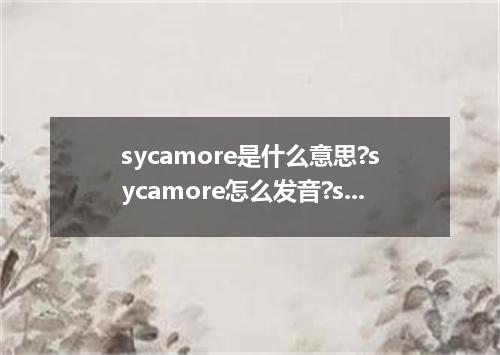 sycamore是什么意思?sycamore怎么发音?sycamore的解释和用法