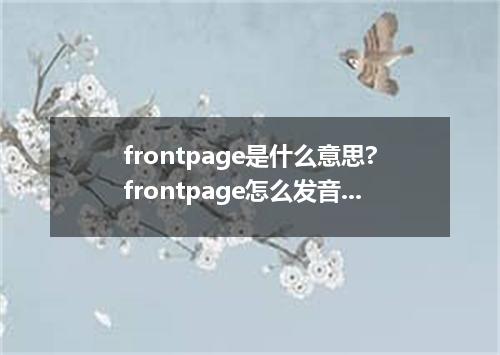 frontpage是什么意思?frontpage怎么发音?frontpage的解释和用法
