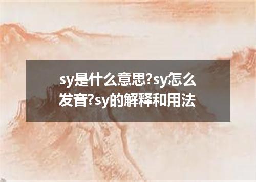 sy是什么意思?sy怎么发音?sy的解释和用法