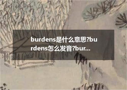 burdens是什么意思?burdens怎么发音?burdens的解释和用法