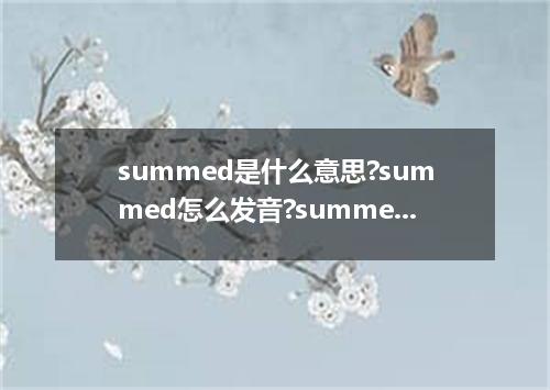 summed是什么意思?summed怎么发音?summed的解释和用法