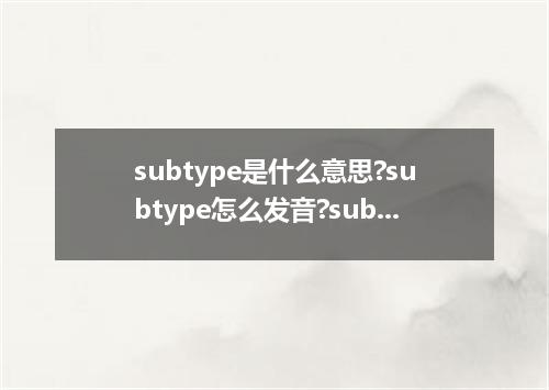 subtype是什么意思?subtype怎么发音?subtype的解释和用法