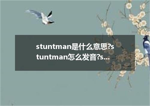 stuntman是什么意思?stuntman怎么发音?stuntman的解释和用法