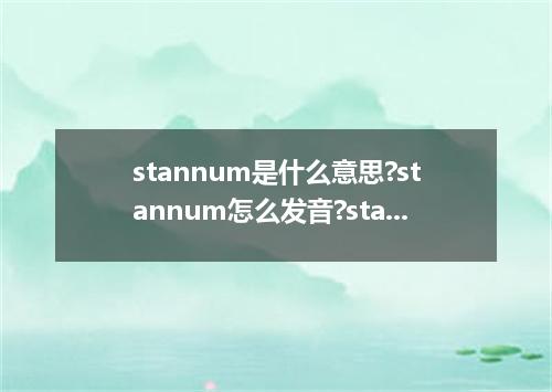 stannum是什么意思?stannum怎么发音?stannum的解释和用法