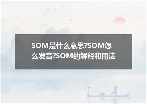 SOM是什么意思?SOM怎么发音?SOM的解释和用法