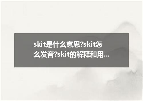 skit是什么意思?skit怎么发音?skit的解释和用法