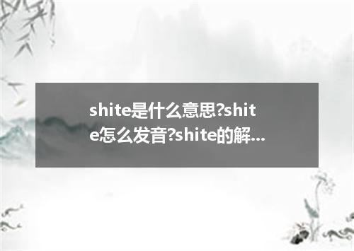shite是什么意思?shite怎么发音?shite的解释和用法