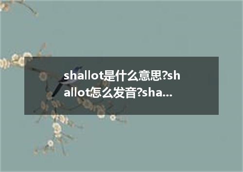 shallot是什么意思?shallot怎么发音?shallot的解释和用法
