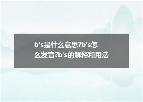 b's是什么意思?b's怎么发音?b's的解释和用法