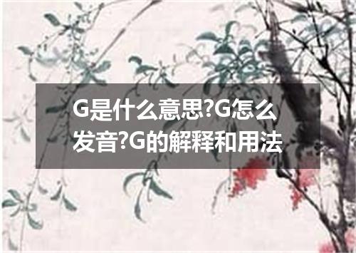 G是什么意思?G怎么发音?G的解释和用法
