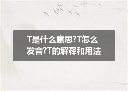 T是什么意思?T怎么发音?T的解释和用法