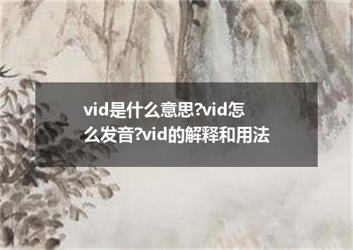 vid是什么意思?vid怎么发音?vid的解释和用法