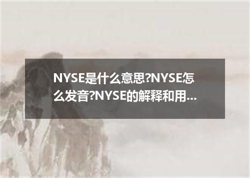 NYSE是什么意思?NYSE怎么发音?NYSE的解释和用法