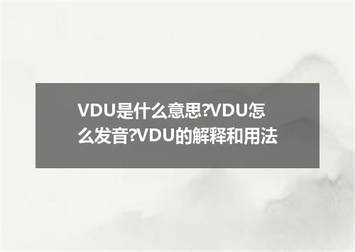 VDU是什么意思?VDU怎么发音?VDU的解释和用法