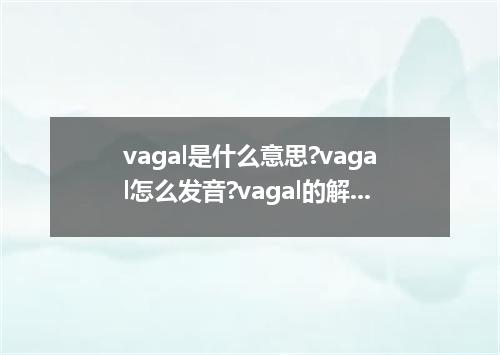 vagal是什么意思?vagal怎么发音?vagal的解释和用法