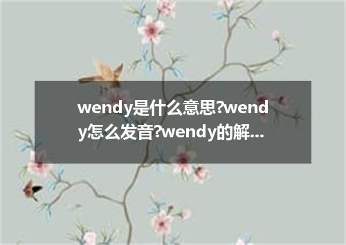 wendy是什么意思?wendy怎么发音?wendy的解释和用法