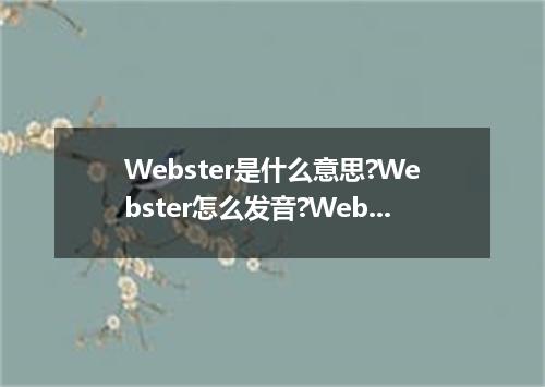 Webster是什么意思?Webster怎么发音?Webster的解释和用法