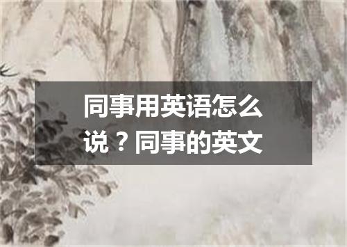 同事用英语怎么说?同事的英文
