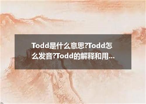 Todd是什么意思?Todd怎么发音?Todd的解释和用法