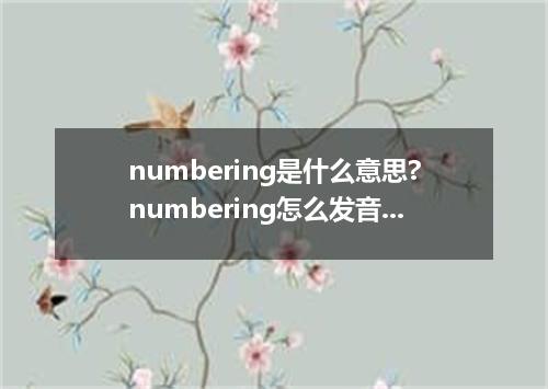 numbering是什么意思?numbering怎么发音?numbering的解释和用法