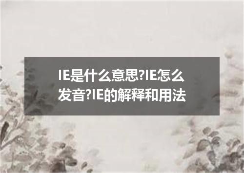 IE是什么意思?IE怎么发音?IE的解释和用法