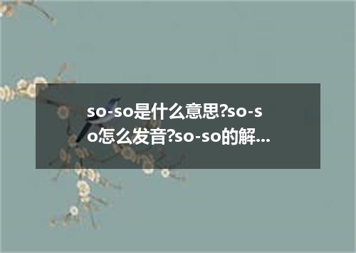 so-so是什么意思?so-so怎么发音?so-so的解释和用法