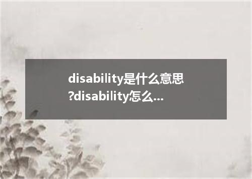 disability是什么意思?disability怎么发音?disability的解释和用法