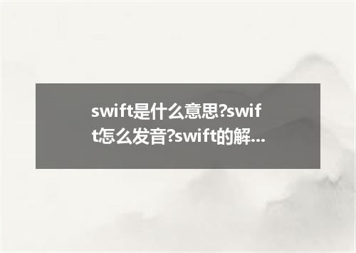 swift是什么意思?swift怎么发音?swift的解释和用法