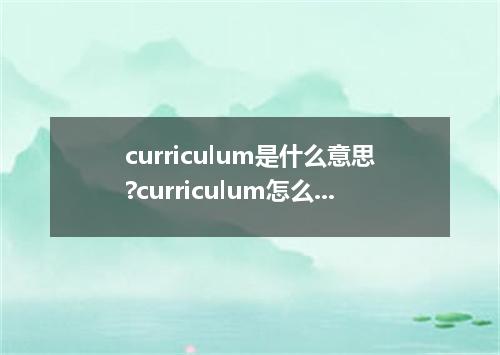 curriculum是什么意思?curriculum怎么发音?curriculum的解释和用法