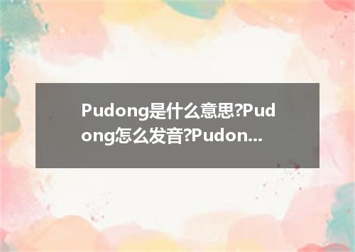 Pudong是什么意思?Pudong怎么发音?Pudong的解释和用法