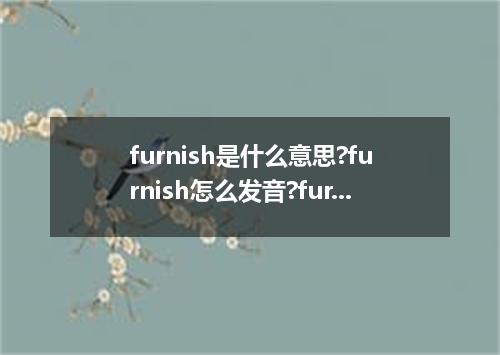 furnish是什么意思?furnish怎么发音?furnish的解释和用法