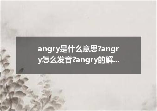 angry是什么意思?angry怎么发音?angry的解释和用法