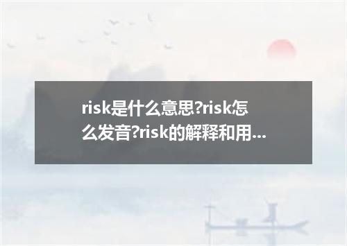 risk是什么意思?risk怎么发音?risk的解释和用法
